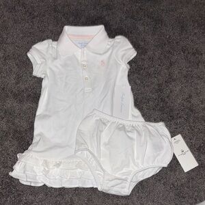 White Polo Dress Set for Kids